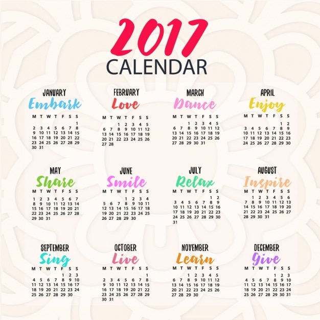 Coloured calendar design Vector | Free Download