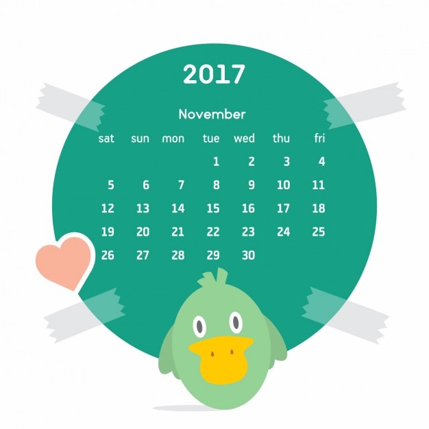 Free Vector Coloured calendar with a duck