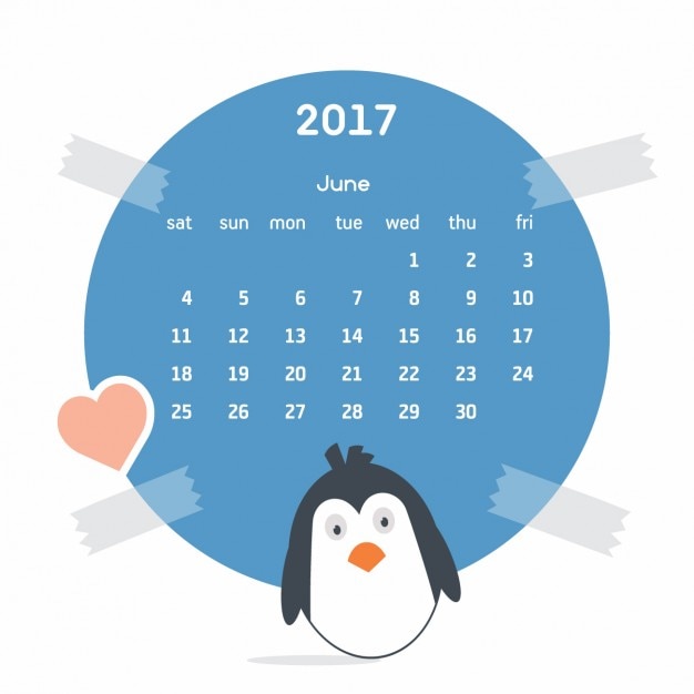 Free Vector | Coloured calendar with a penguin