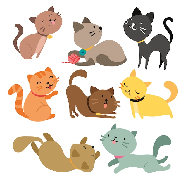 Download Free Vector | Coloured cats collection