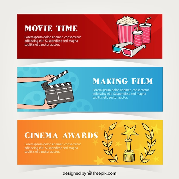 Coloured cinema headers Vector | Free Download