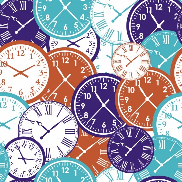 Free Vector Coloured clocks pattern