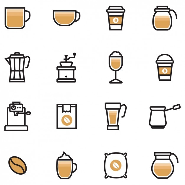 Coloured coffee icons