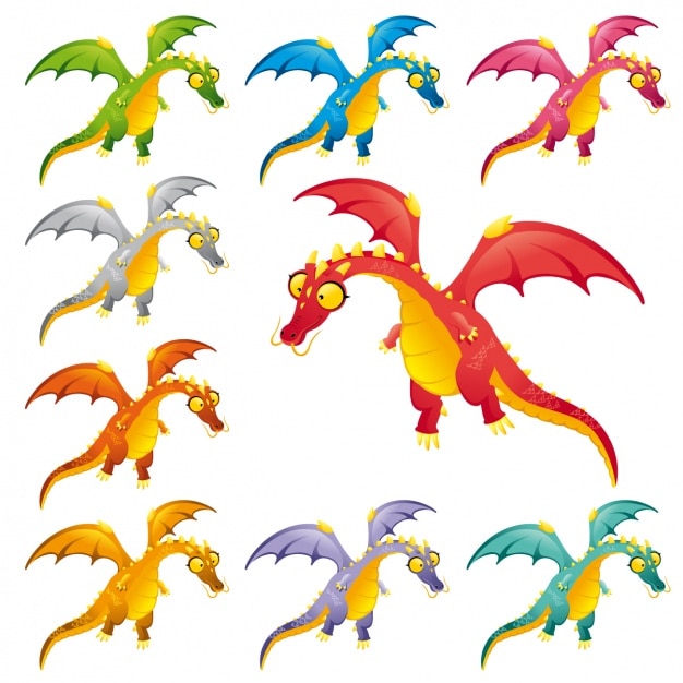 Coloured dinosaurs collection