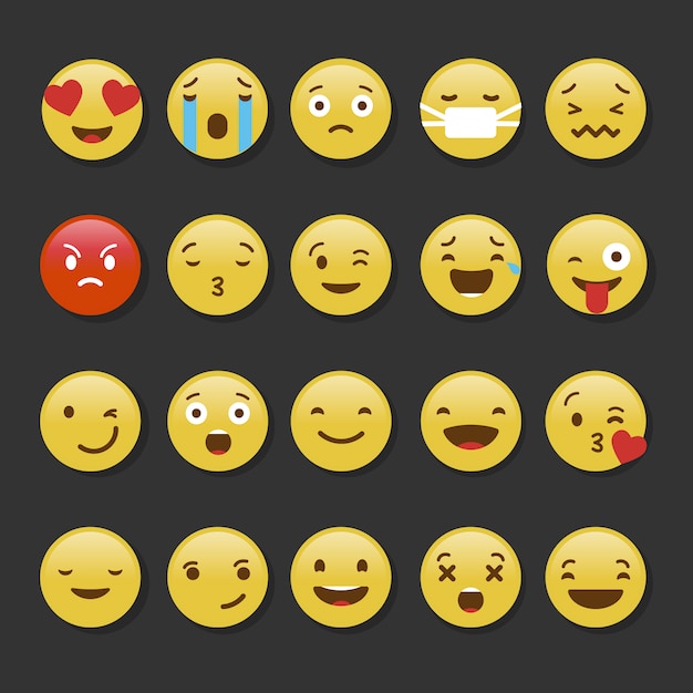 Coloured emoticons collection Vector | Free Download