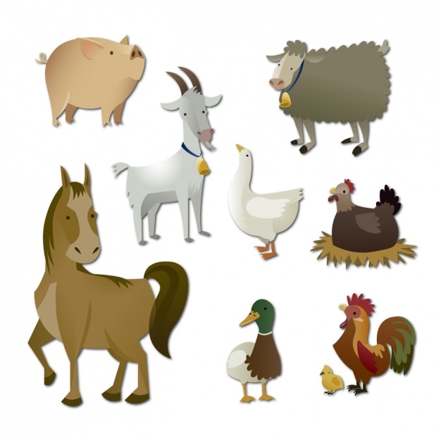 Coloured farm animals collection