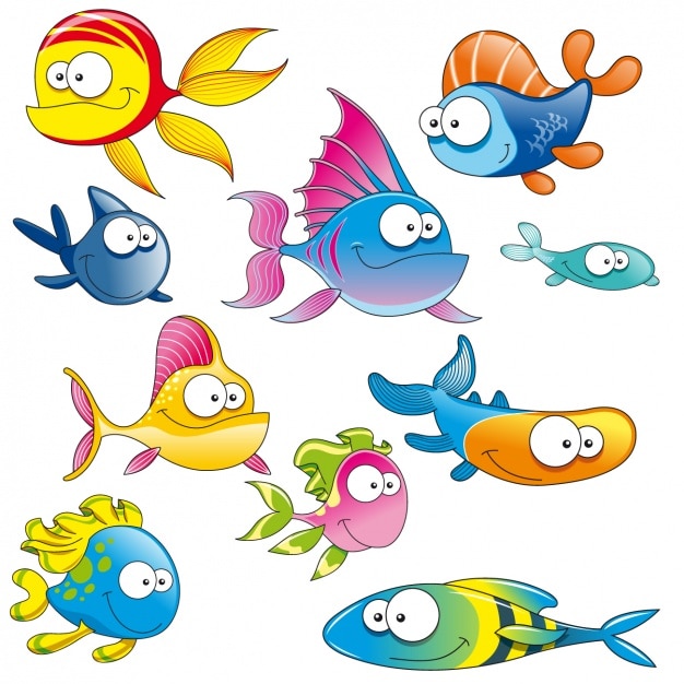 Free Vector | Coloured fishes collection