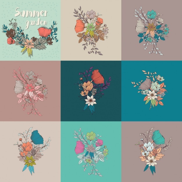 Coloured flowers collection