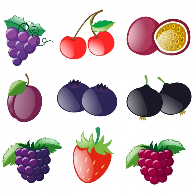 Coloured fruits collection | Free Vector