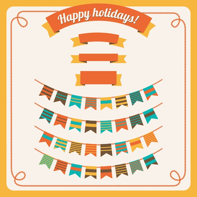 Premium Vector | Coloured garlands and ribbons collection