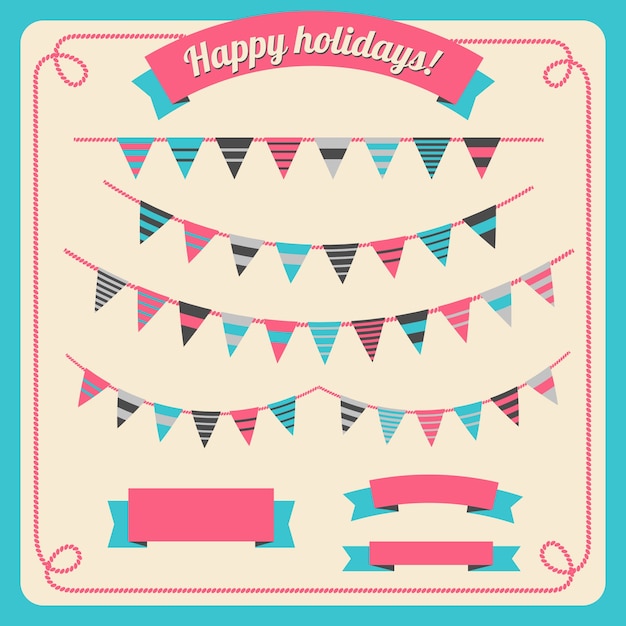 Coloured garlands and ribbons collection | Premium Vector