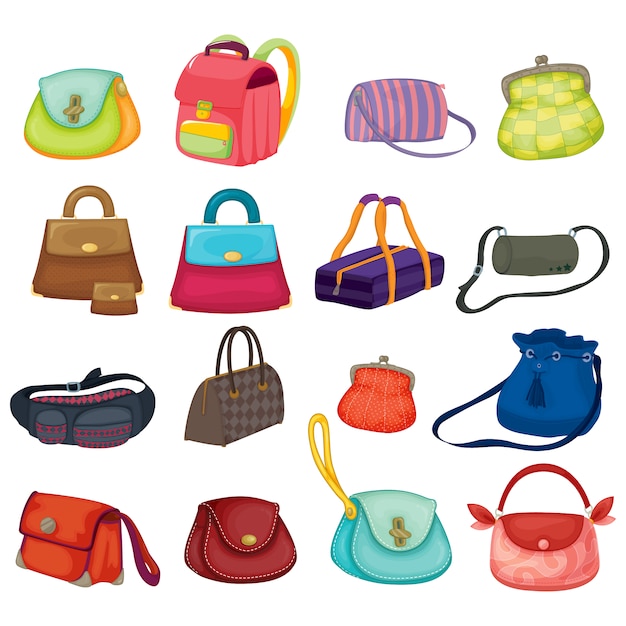 Premium Vector | Coloured handbags collection