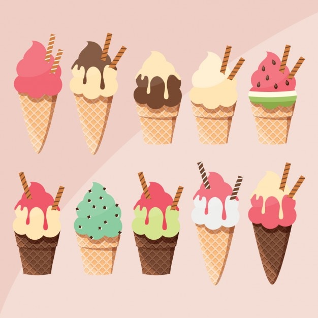 Coloured ice creams backrgound design