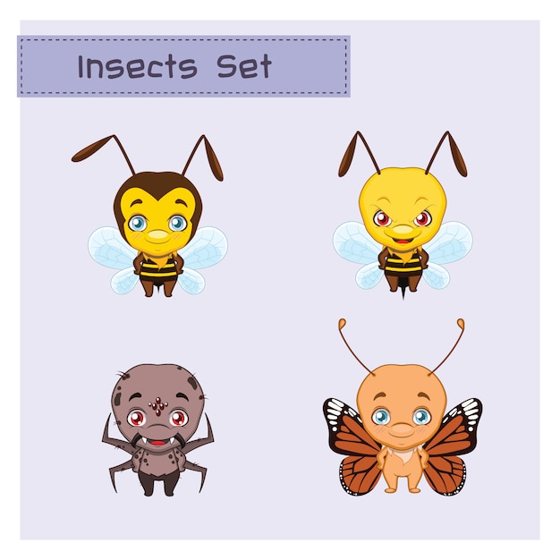 Coloured insects set