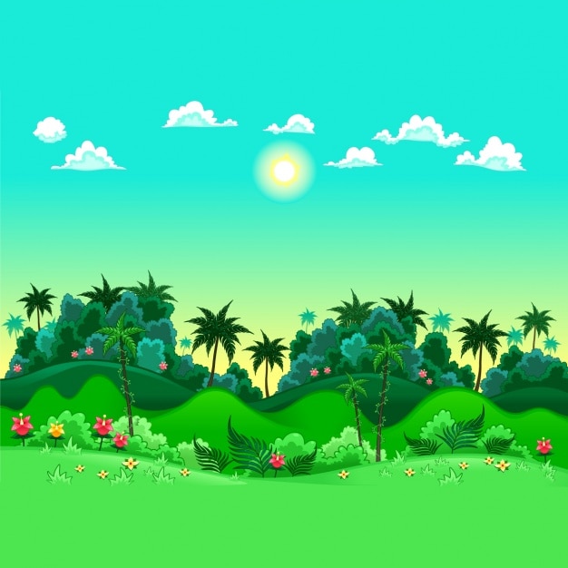 Download Coloured jungle background Vector | Free Download