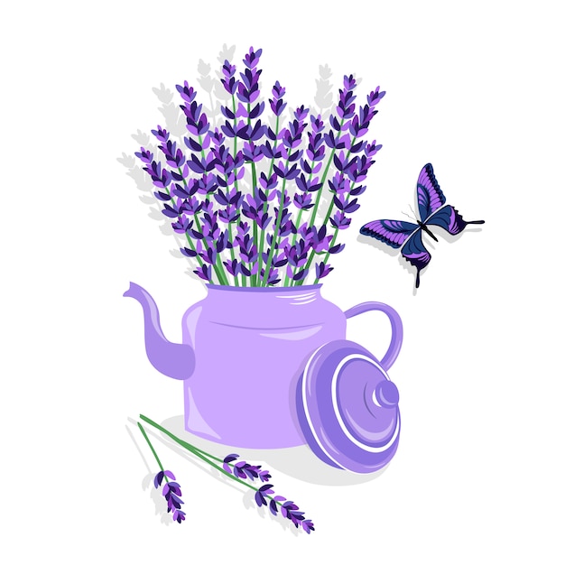 lavender illustration vector free download