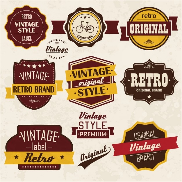 Free Vector | Coloured retro labels collection
