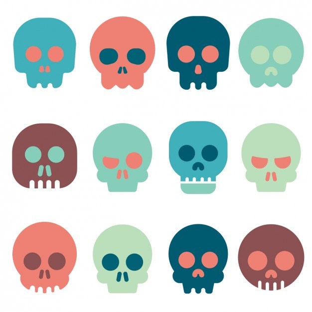 Free Vector | Coloured skull icons collection