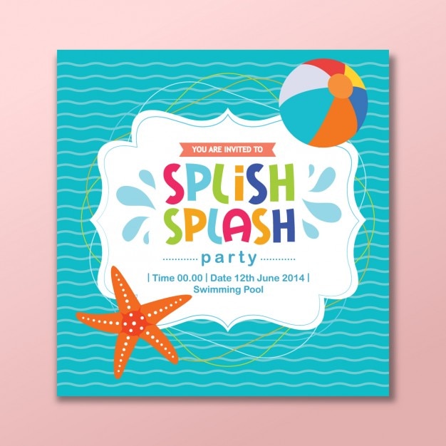 Coloured summer party invitation card