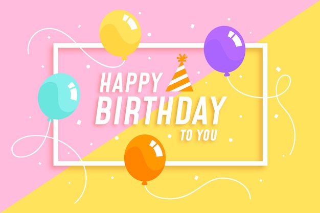 Colourful balloons with string happy birthday background | Free Vector