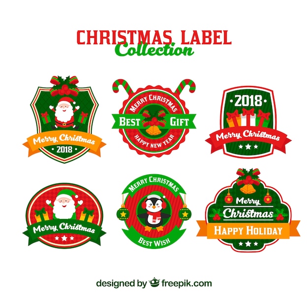 Download Colourful collection of christmas labels | Free Vector