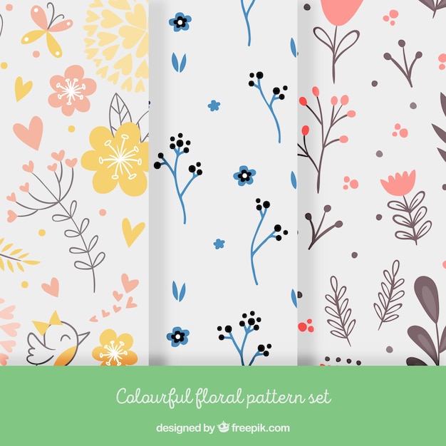 Colourful floral pattern set