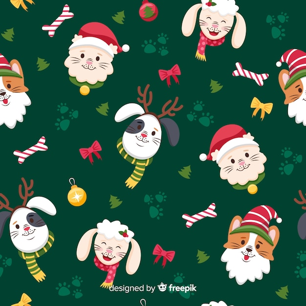 Colourful funny christmas pattern Free Vector