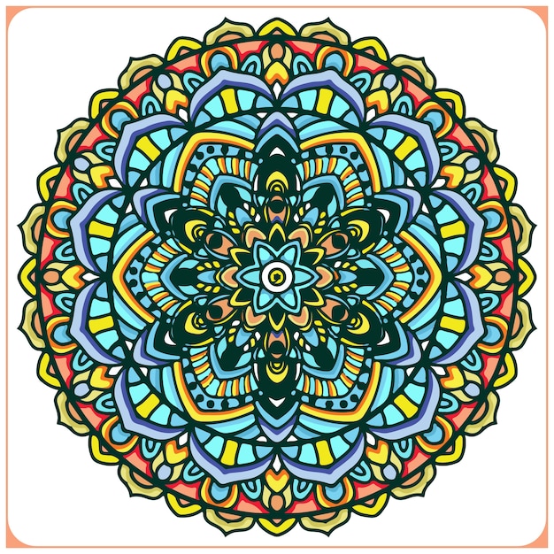 Premium Vector | Colourful indian mandala art with floral motifs