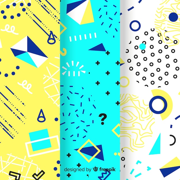 Colourful memphis pattern collection Free Vector