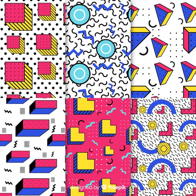 Colourful memphis pattern collection | Free Vector