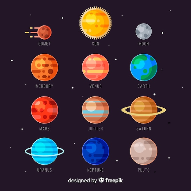 Free Vector | Colourful milky way planets pack