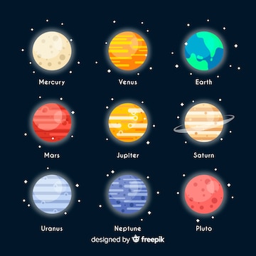 Free Vector | Colourful milky way planets set