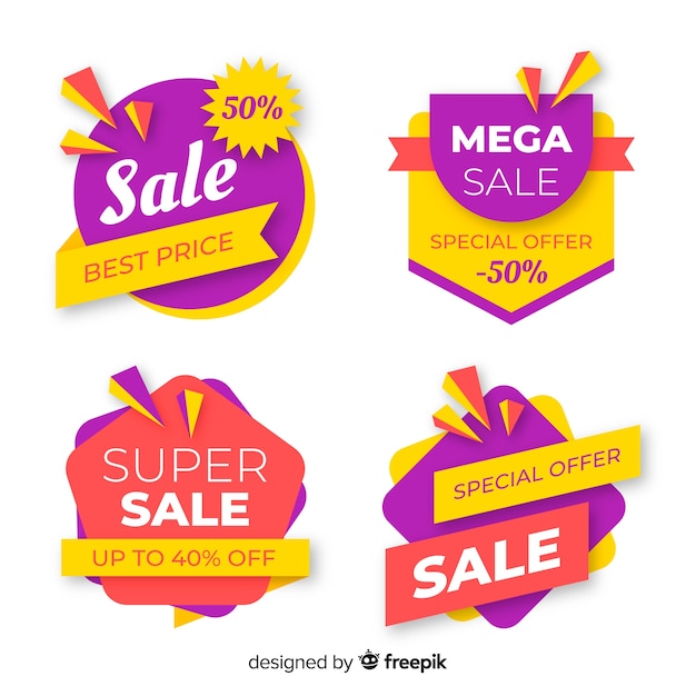 Colourful pack of abstract sale banners Free Vector