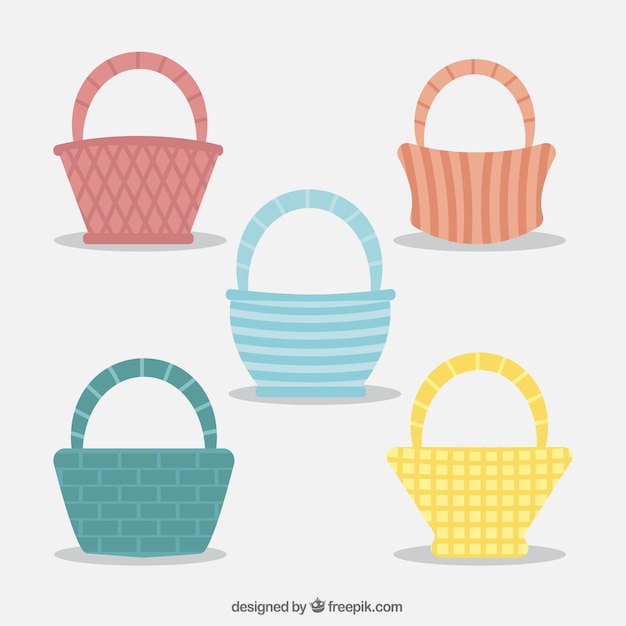 Colourful picnic baskets
