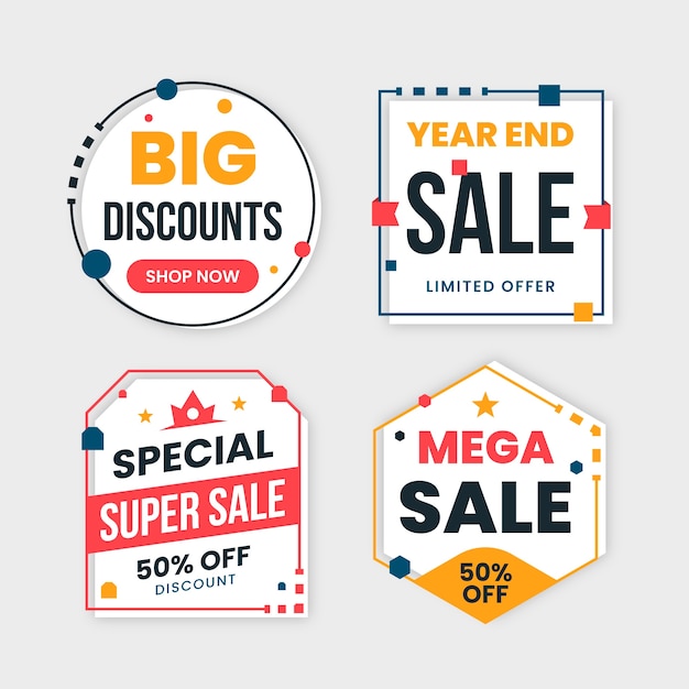 Colourful sales banners collection with cute frames Vector | Free Download