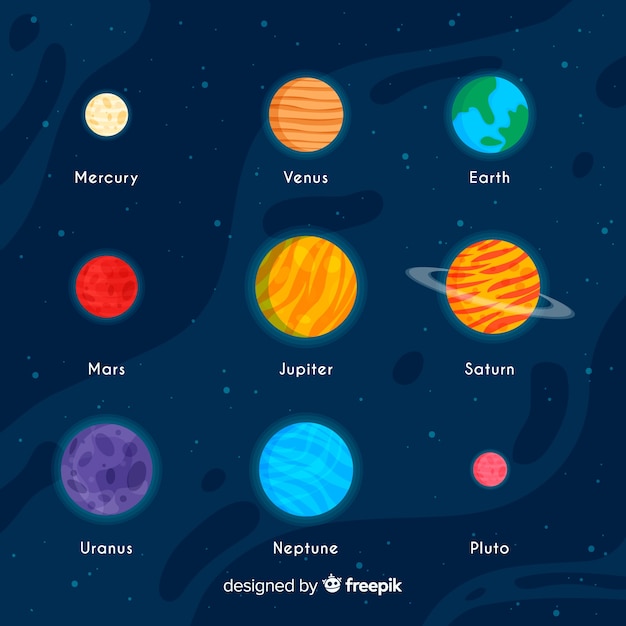 Colourful set of flat planets Vector | Free Download