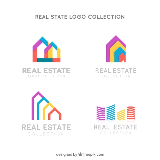 Download Free Colourful Set Of Real Estate Logos Free Vector Use our free logo maker to create a logo and build your brand. Put your logo on business cards, promotional products, or your website for brand visibility.