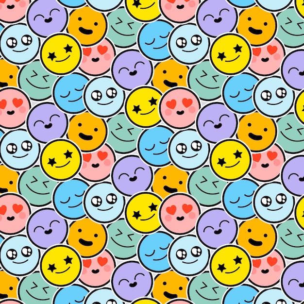 Free Vector Colourful smile emojis seamless pattern template