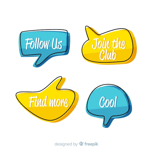 Colourful speech bubbles with expressions Free Vector