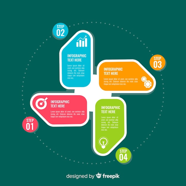 Colourful steps infographic elements template Free Vector