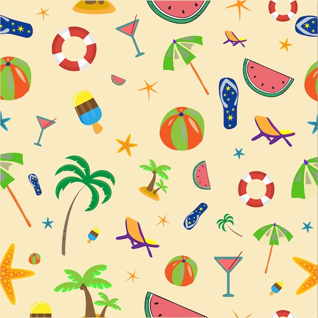 Premium Vector Colourful summer seamless pattern.