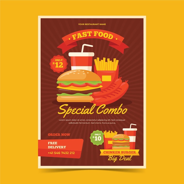 Free Vector | Combo meals poster concept