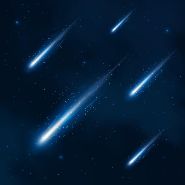 星空の彗星シャワー 宇宙の彗星 宇宙のシャワー星空 夜空の彗星 イラストの彗星 ベクトルの抽象的な背景 プレミアムベクター