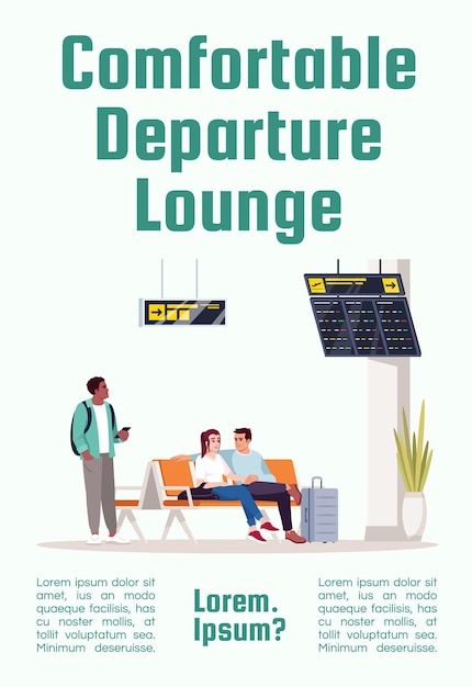 Premium Vector | Comfortable departure lounge poster template. man and