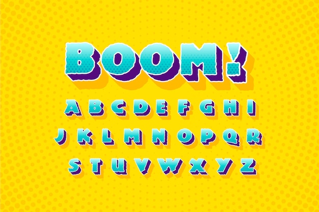 Free Vector Comic 3d Alphabet From A To Z Design