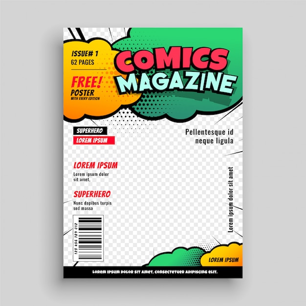 Comic Book Cover Page Template from image.freepik.com