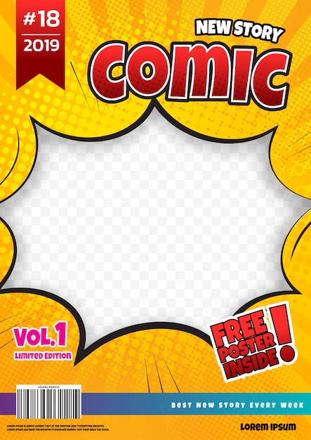 Premium Vector | Comic book page design. magazine cover