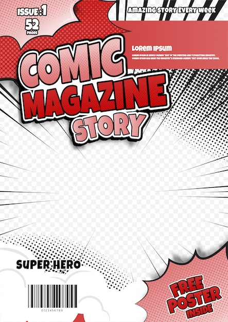コミックページテンプレートデザイン 雑誌の表紙 プレミアムベクター