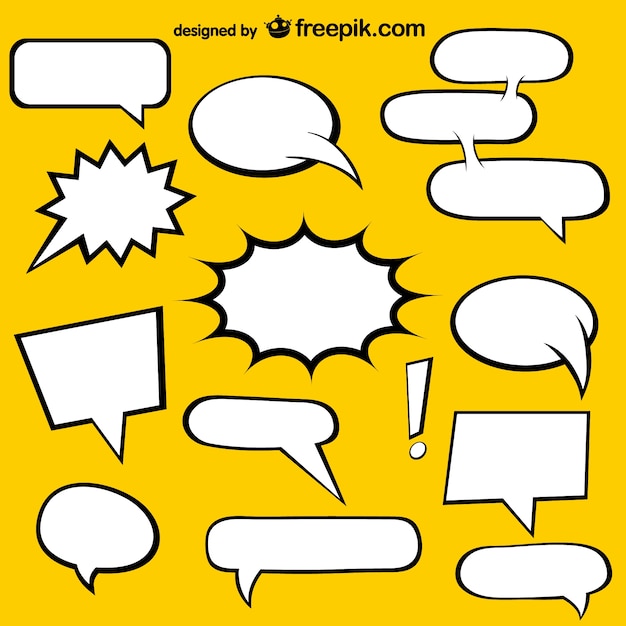Download Free Vector | Comic book speech bubbles and yellow background