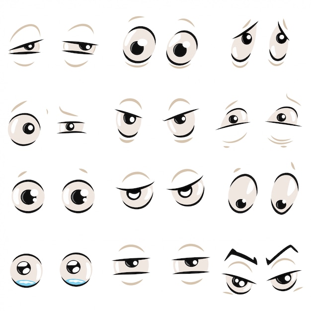 Premium Vector Comic cartoon eyes with eyebrows set isolated on a